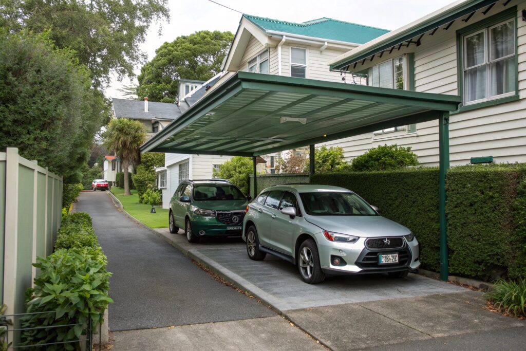 Compact double carport built on a narrow residential block in South Townsville