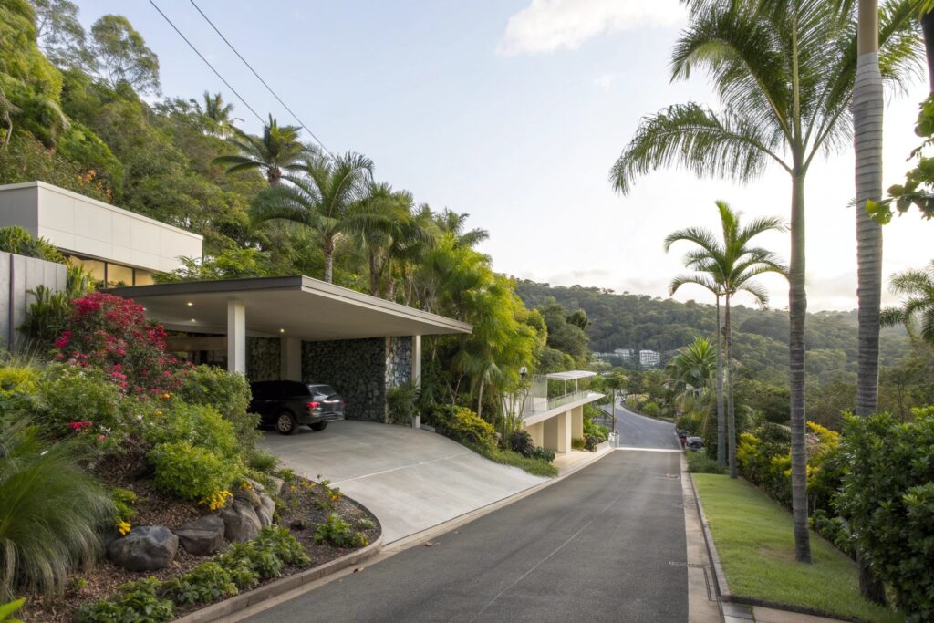 Carport design adapted to the elevated, tree-lined streets of Hermit Park